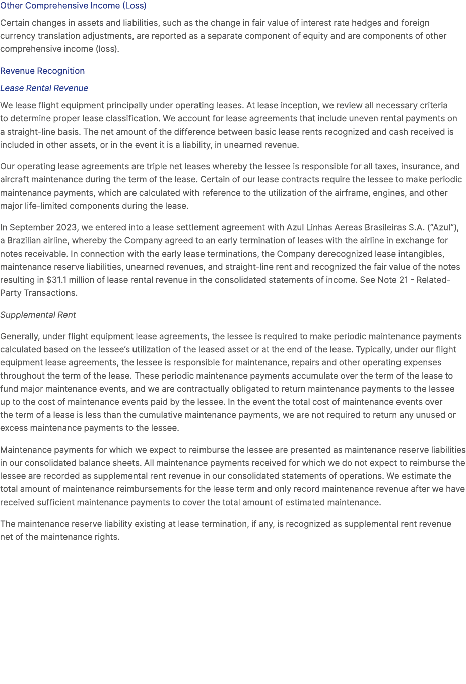 Other Comprehensive Income (Loss) Certain changes in assets and liabilities, such as the change in fair value of inte...