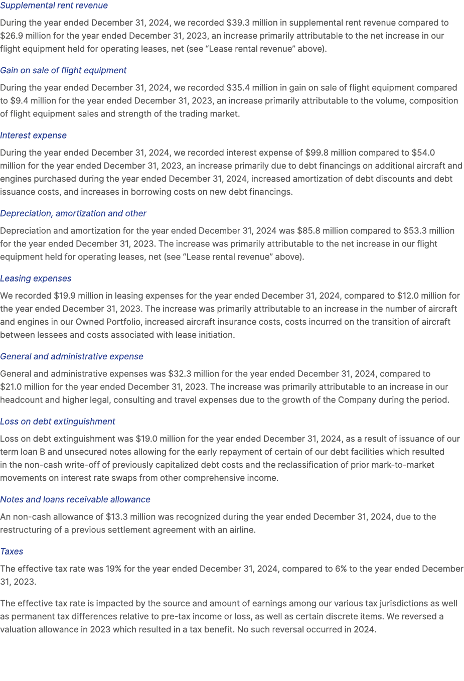 Supplemental rent revenue During the year ended December 31, 2024, we recorded $39.3 million in supplemental rent rev...