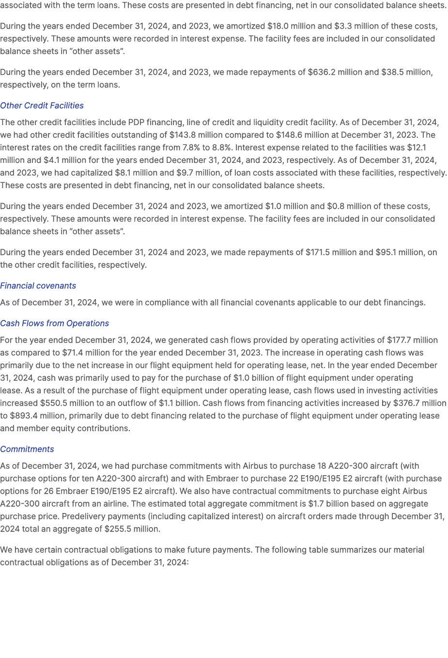 associated with the term loans. These costs are presented in debt financing, net in our consolidated balance sheets. ...