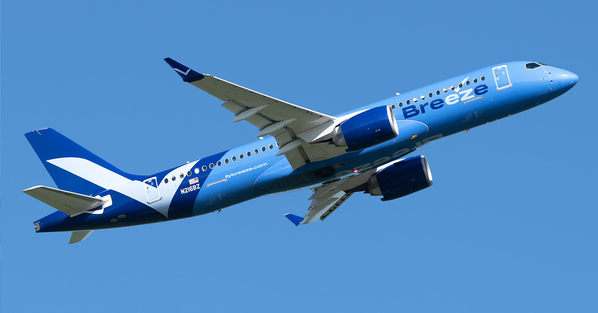 Breeze Airways Livery on an Airbus A220-300